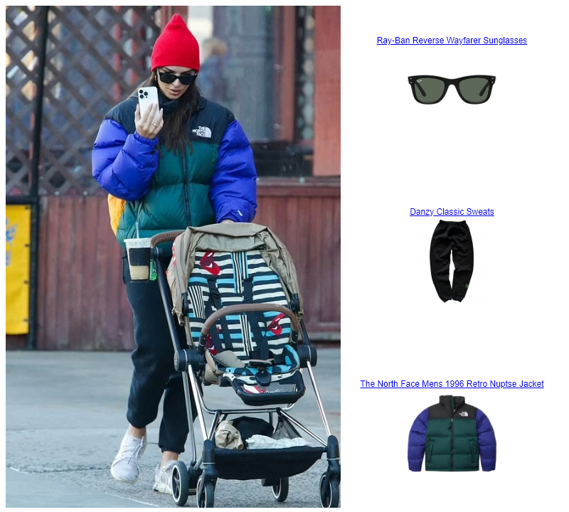 Emily Ratajkowski NYC  Danzy Classic Sweats The North Face Mens 1996 Retro Nuptse Jacket