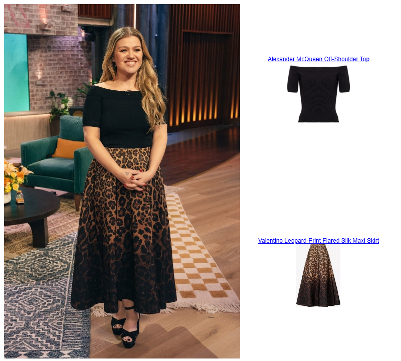 Kelly Clarkson The Kelly Clarkson Show 5.15  Valentino Leopard-Print Flared Silk Maxi Skirt