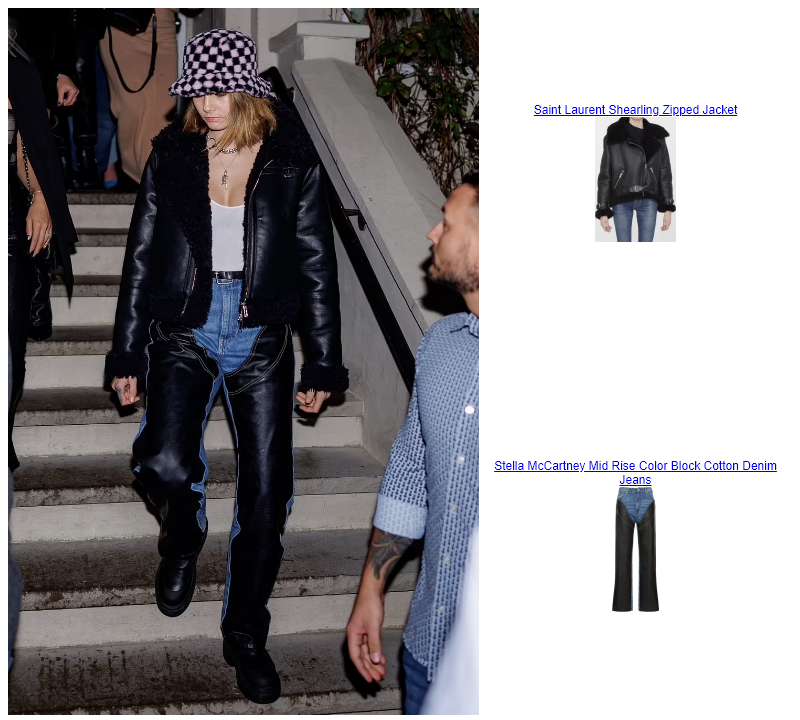 Cara Delevingne New York City  Stella McCartney Mid Rise Color Block Cotton Denim Jeans