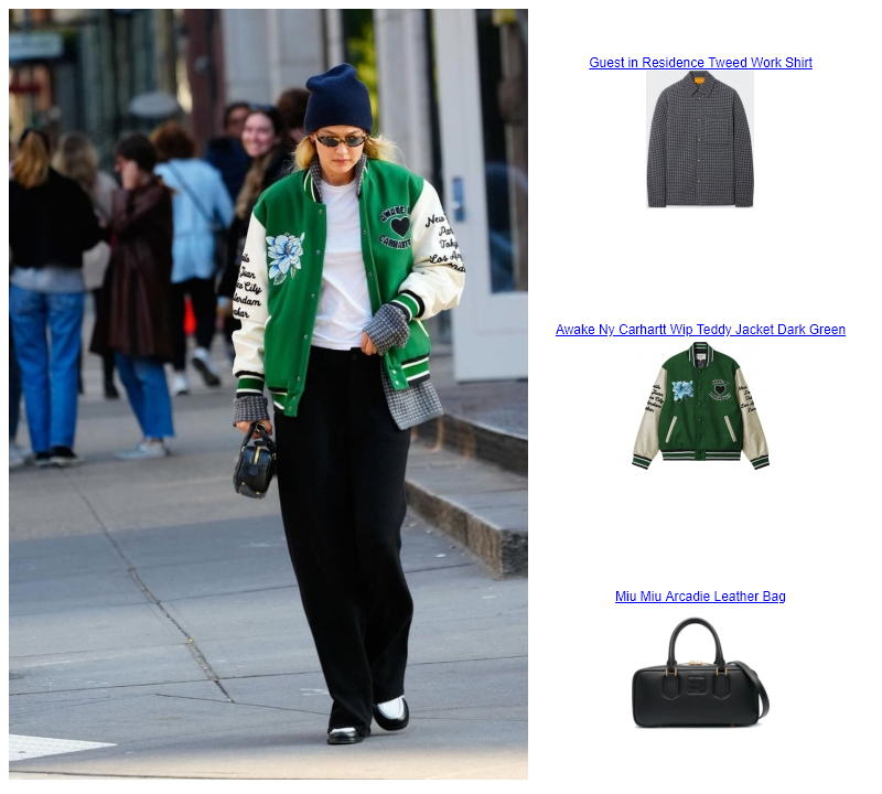 Gigi Hadid out and About in NYC on  Awake Ny Carhartt Wip Teddy Jacket Dark Green Miu Miu Arcadie Leather Bag