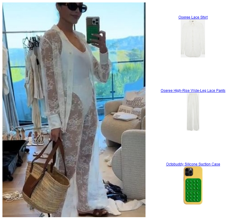 Olivia Culpo Instagram Story  Oseree High-Rise Wide-Leg Lace Pants Octobuddy Silicone Suction Case