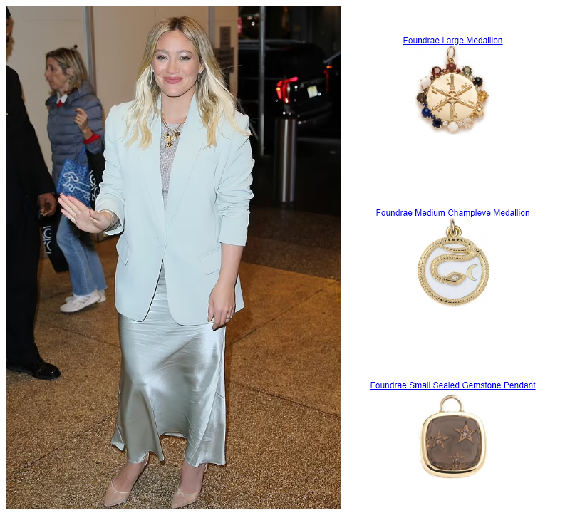 Hilary Duff CBS Studios  Foundrae Medium Champleve Medallion Foundrae Small Sealed Gemstone Pendant