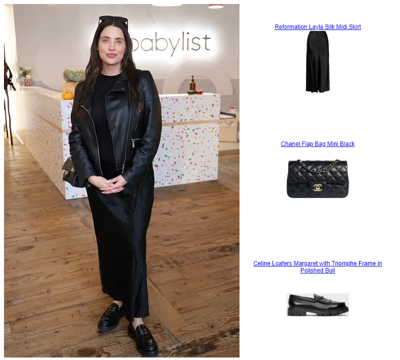 Ashley Benson Babylist Beverly Hills Showroom  Chanel Flap Bag Mini Black Celine Loafers Margaret with Triomphe Frame in Polished Bull