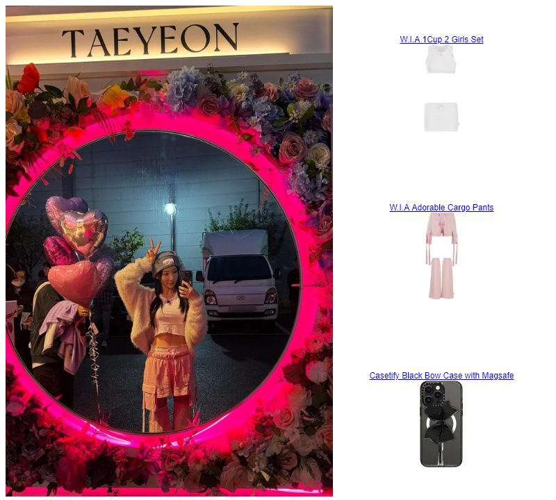 Taeyeon Instagram  W.I.A Adorable Cargo Pants Casetify Black Bow Case with Magsafe