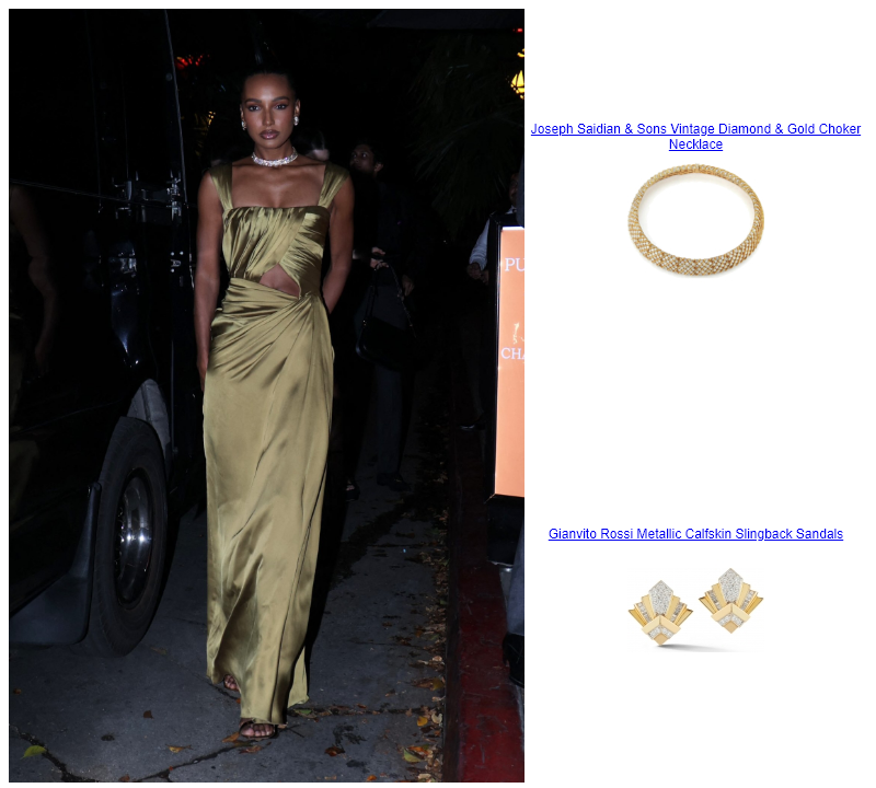 Jasmine Tookes Gucci Party  Gianvito Rossi Metallic Calfskin Slingback Sandals