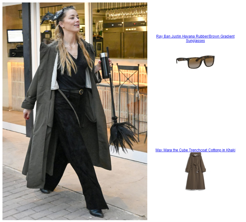 Amber Heard Madrid  Max Mara the Cube Trenchcoat Cottonp in Khaki