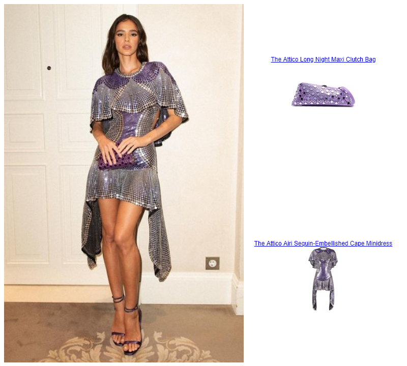 Bruna Marquezine Instagram  The Attico Airi Sequin-Embellished Cape Minidress