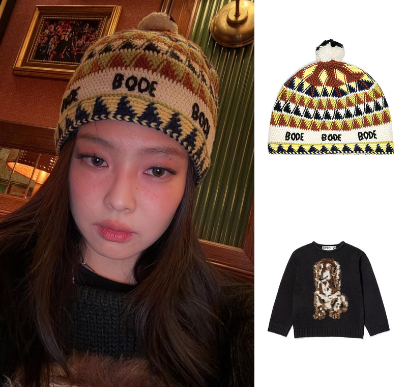 Jennie Kim Rocks Bode Hat and Sweater